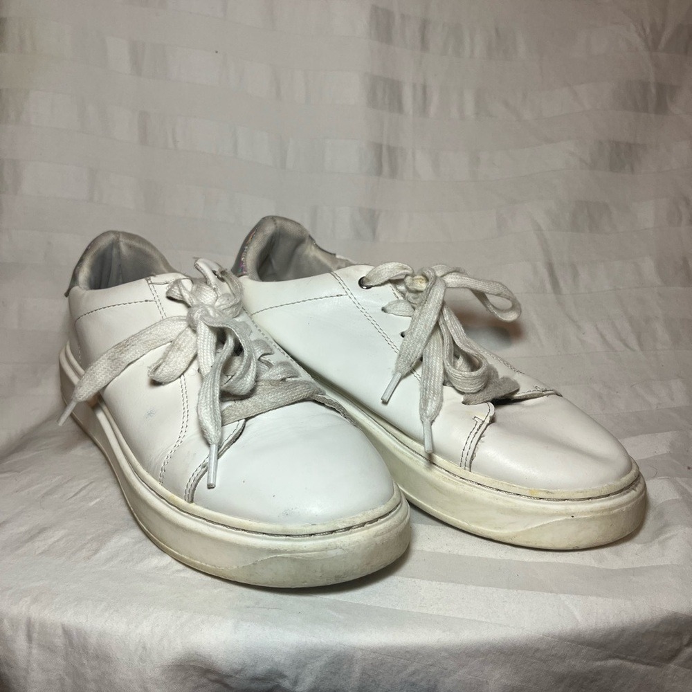 Steve Madden JCHARLY Kids White Platform Sneakers Holographic Heel Size 4M